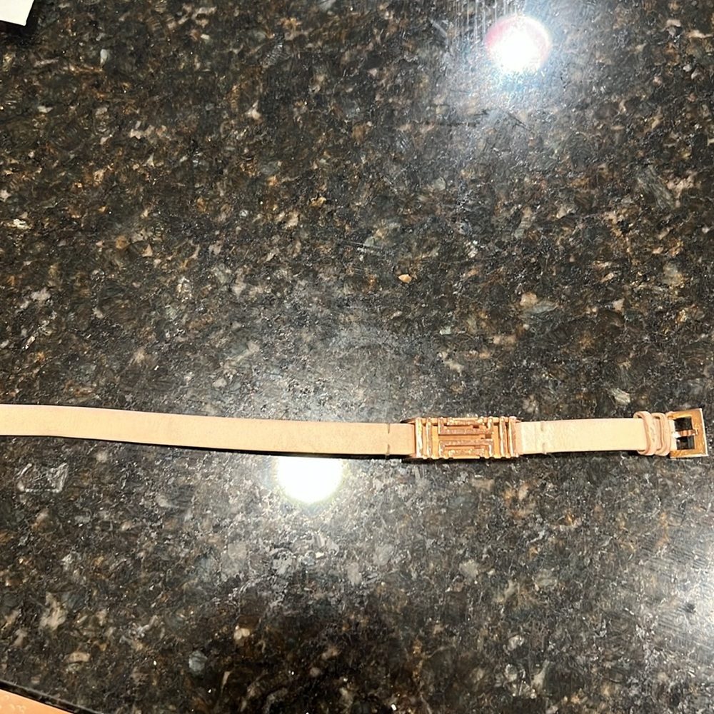 Tory Burch Fitbit bracelet case with gold case and leather wrap strap - Picture 2 of 4